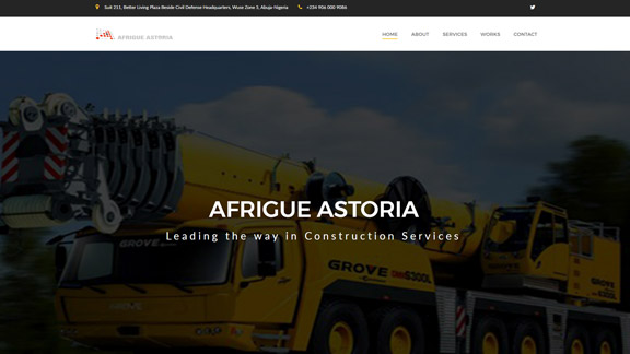 Screenshot of Afrigue Astoria's website