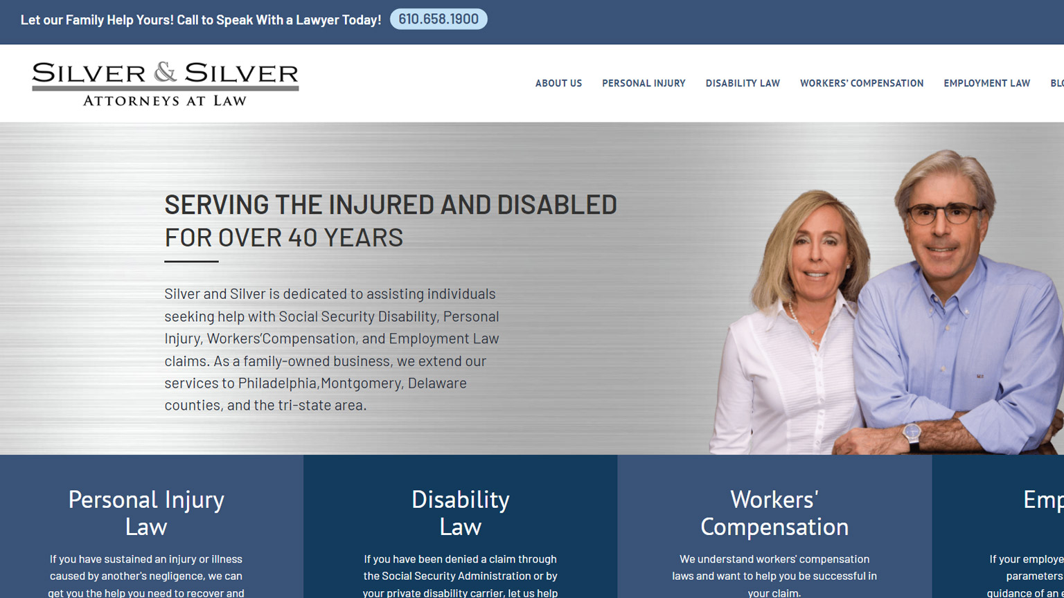 Screenshot of Silver and Silver's website